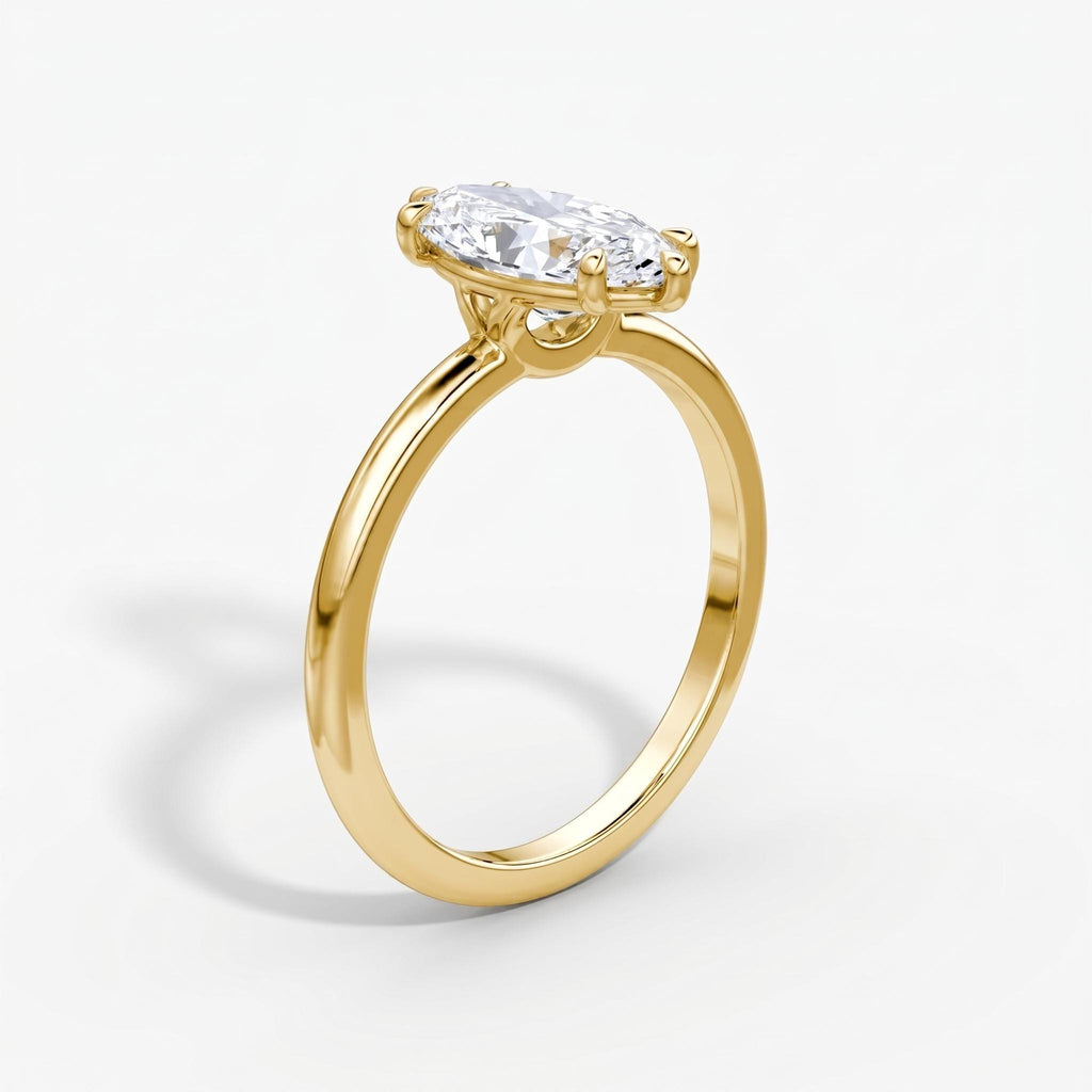 Solid Gold Moissanite Engagement Rings for Women | Marquise cut Solitaire Simple Promise Ring | Wedding Anniversary Gift image #6