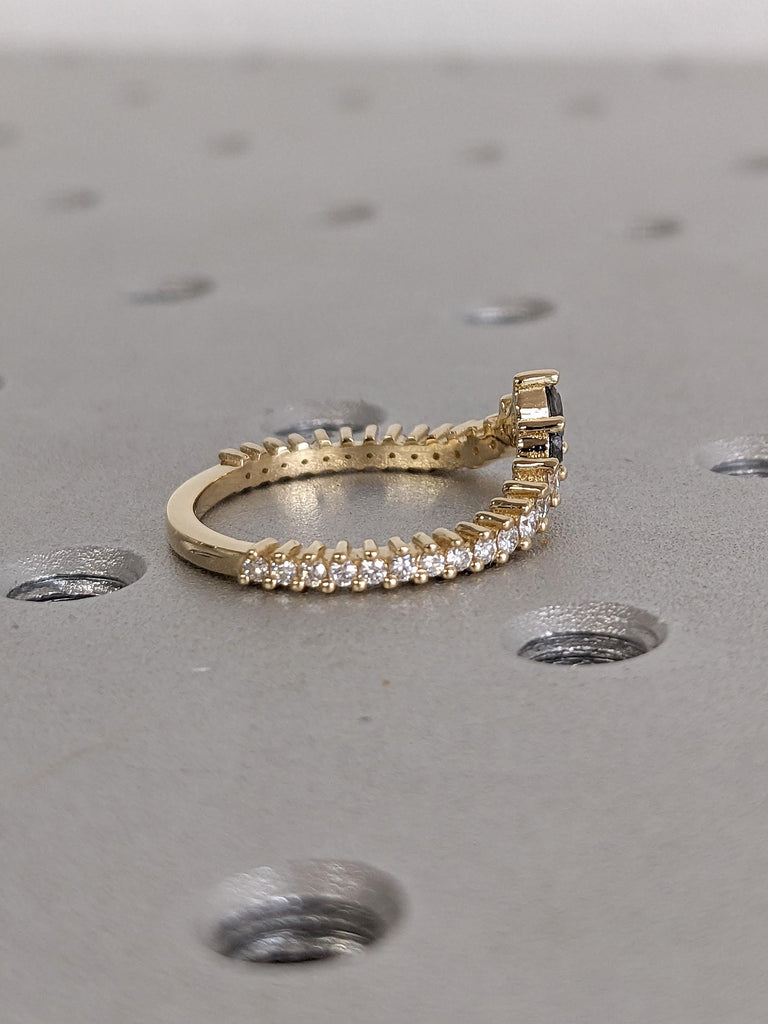 14k/18k Gold Diamond Wedding Bands for Women | Chevron Stacking Ring Bridal Jewelry | Wedding Anniversary Gift image #5