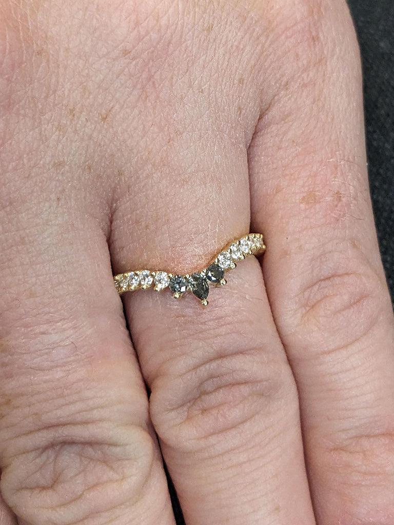 14k/18k Gold Diamond Wedding Bands for Women | Chevron Stacking Ring Bridal Jewelry | Wedding Anniversary Gift image #10
