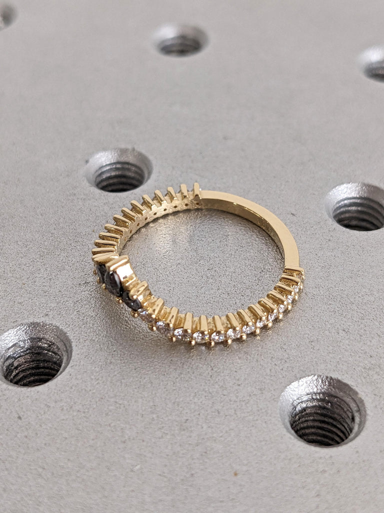 14k/18k Gold Diamond Wedding Bands for Women | Chevron Stacking Ring Bridal Jewelry | Wedding Anniversary Gift image #9
