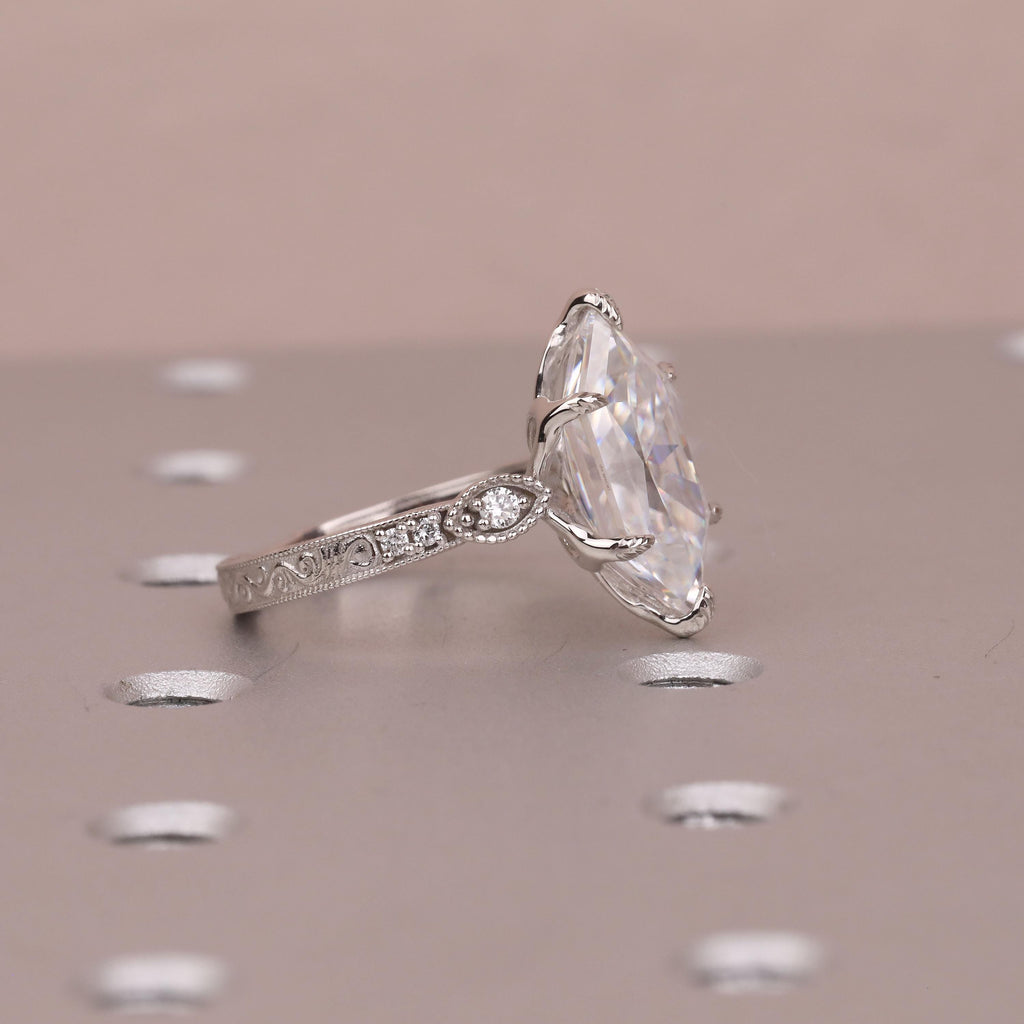 14k/18k Gold Lab Grown Diamond Unique Engagement Ring | Dutch Marquise cut Tulip Setting Vintage Wedding Bands for Women image #4