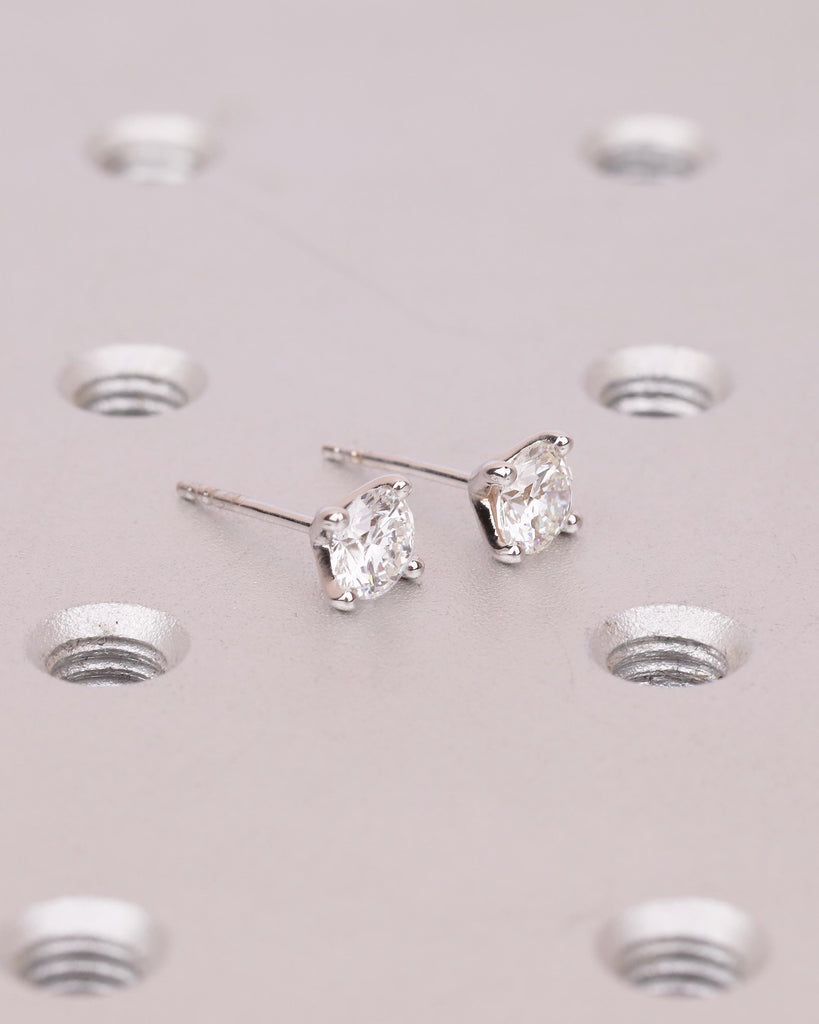 14k Solid Gold Stud Earrings Set, Lab Created Diamond Earrings for Women, Bridal Jewelry image #14