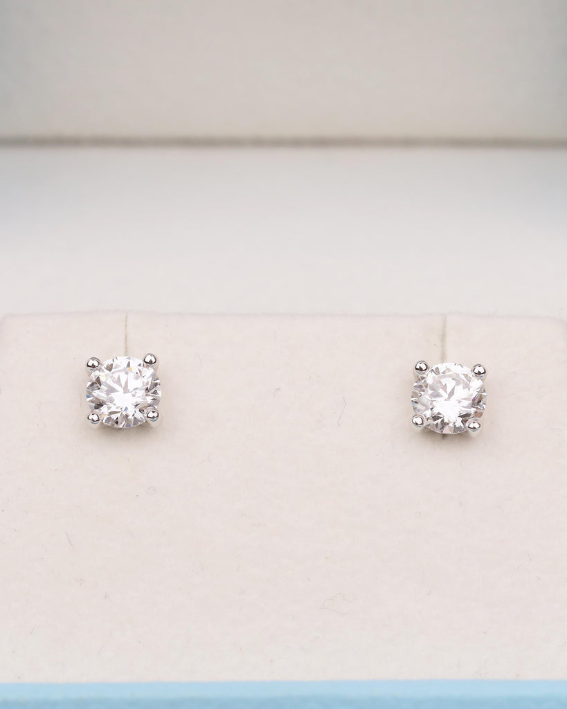 14k Solid Gold Stud Earrings Set, Lab Created Diamond Earrings for Women, Bridal Jewelry image #15