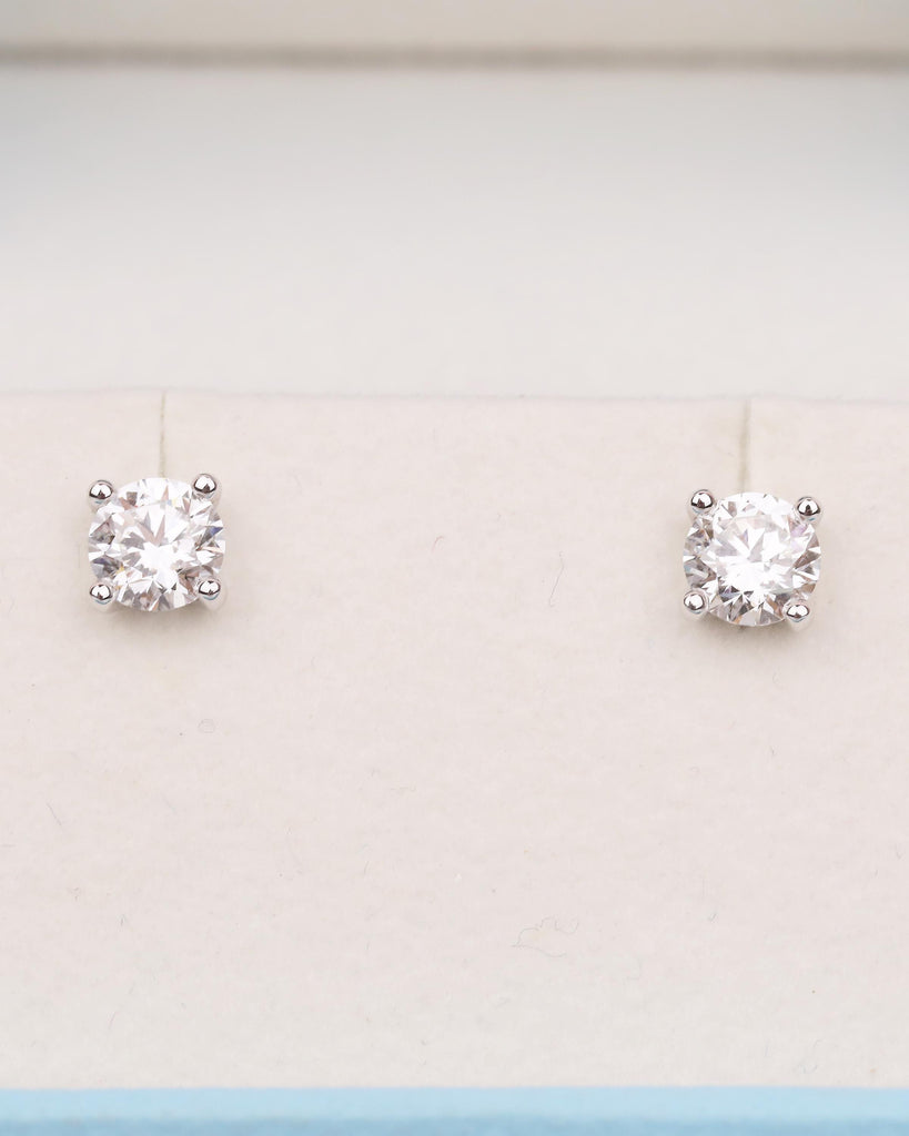 14k Solid Gold Stud Earrings Set, Lab Created Diamond Earrings for Women, Bridal Jewelry image #20