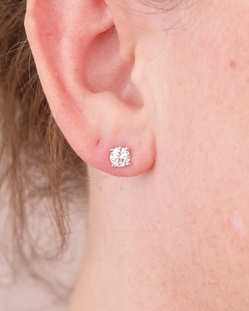 14k Solid Gold Stud Earrings Set, Lab Created Diamond Earrings for Women, Bridal Jewelry image #8
