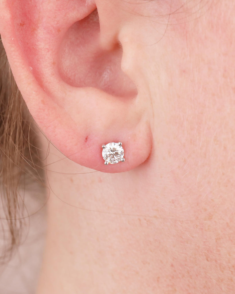 14k Solid Gold Stud Earrings Set, Lab Created Diamond Earrings for Women, Bridal Jewelry image #19