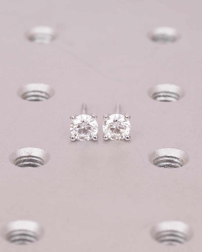 14k Solid Gold Stud Earrings Set, Lab Created Diamond Earrings for Women, Bridal Jewelry image #2
