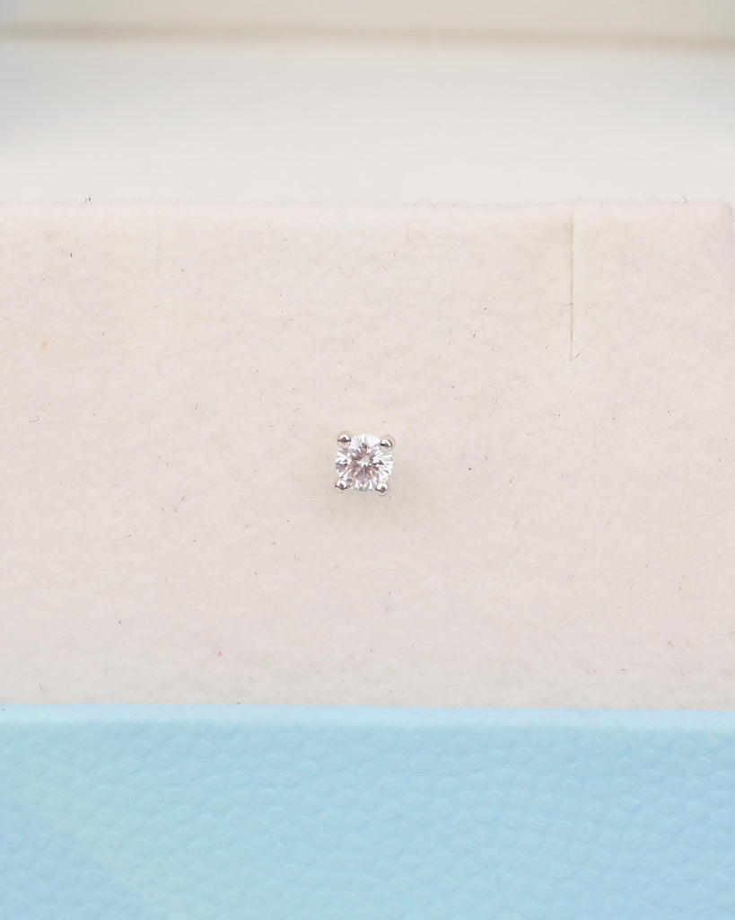 3mm Round Diamond Earrings, Dainty 18k/14k Solid Gold Stud Earrings, 4 Prong Push Back Closure Bridal Earrings for Women, Handmade Jewelry image #17