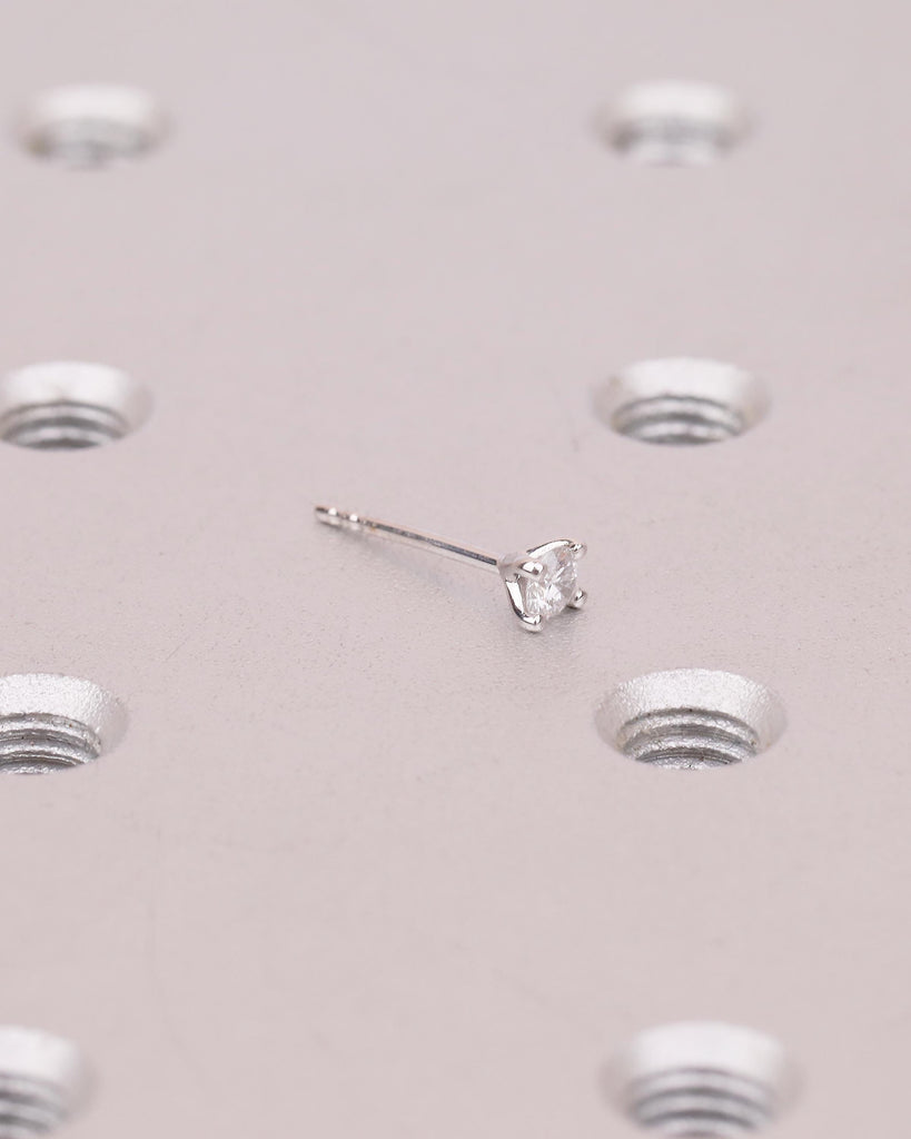 Round Cut 3mm Moissanite Dainty Earrings, 14k White Gold Hypoallergenic Earrings for Women, Everyday Small Stud Earrings, Bridal Jewelry image #6