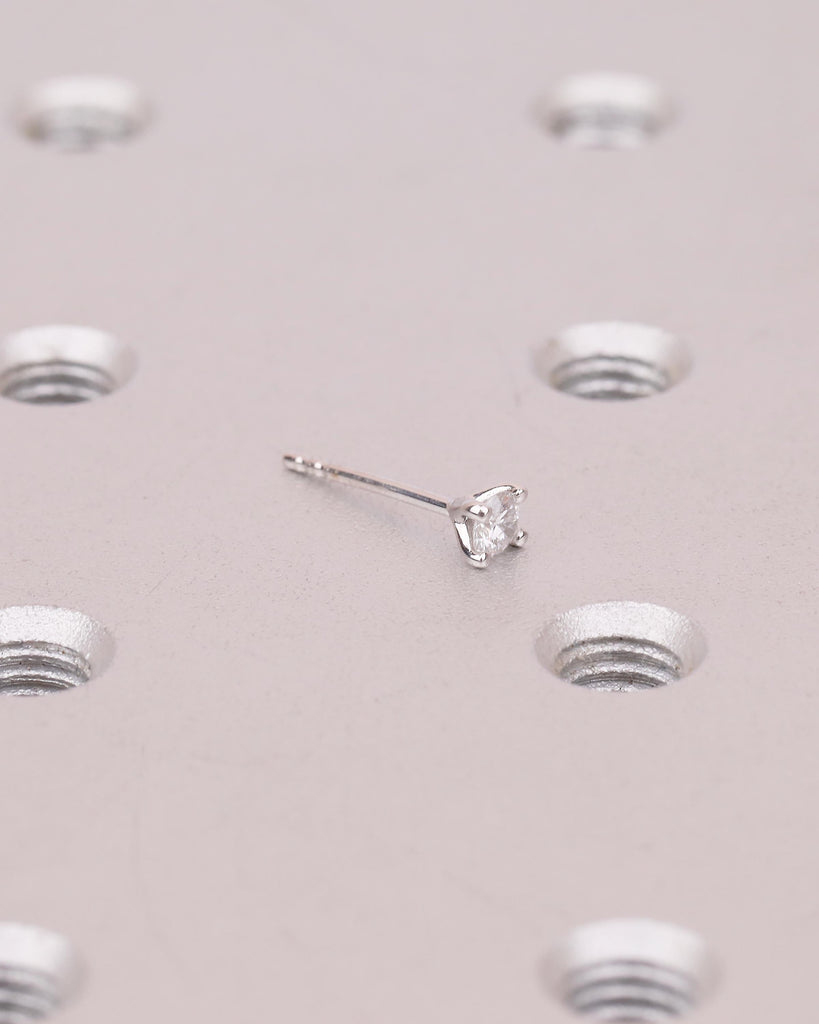 14k Gold Tiny Stud Earrings, 3mm Moissanite Earrings, Unique Women's Jewelry image #6