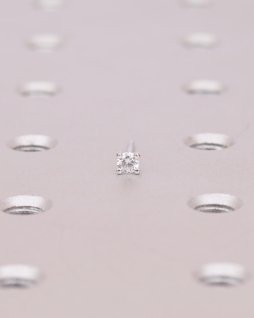 Minimalist Everyday Earrings, Diamond Jewelry, 14k White Gold Women's Earrings image #2