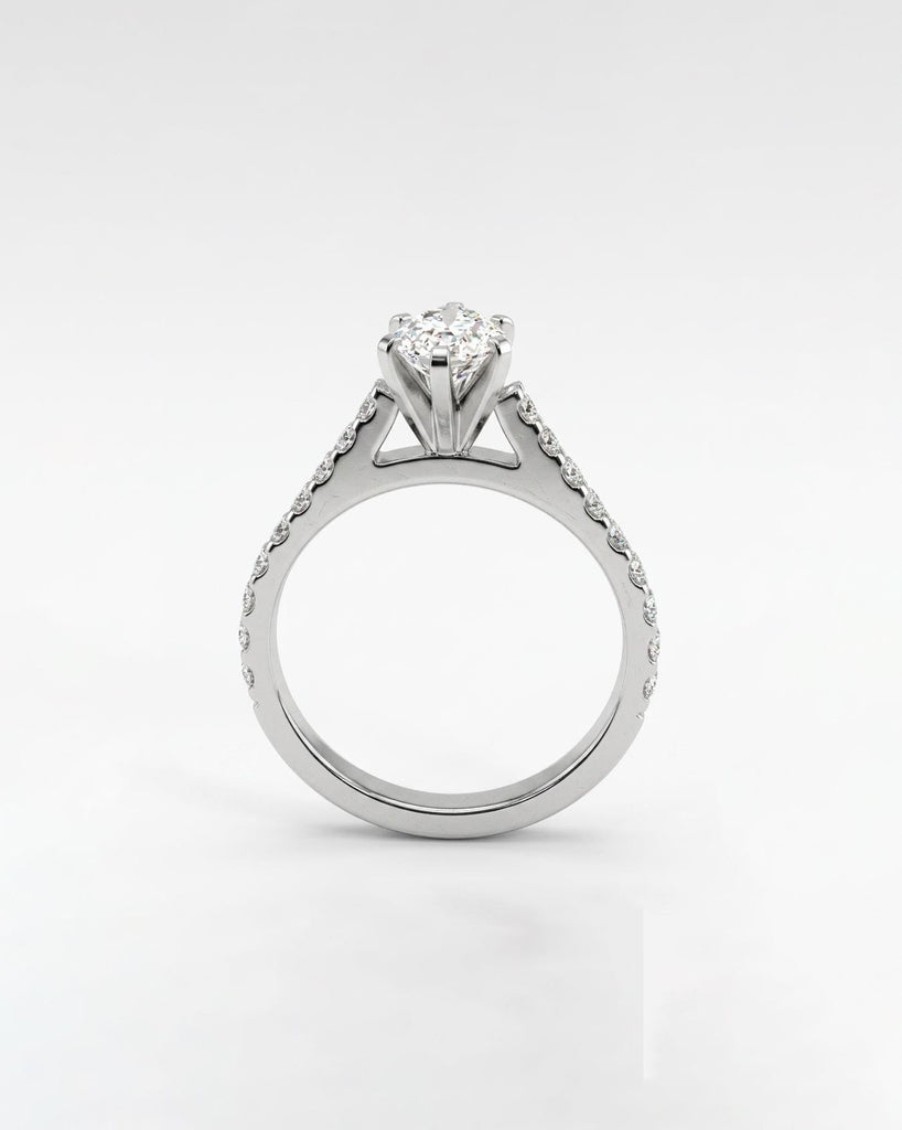 Vintage Moissanite Engagement Ring, Dainty 14k Gold Marquise Ring, Bridal Jewelry image #5