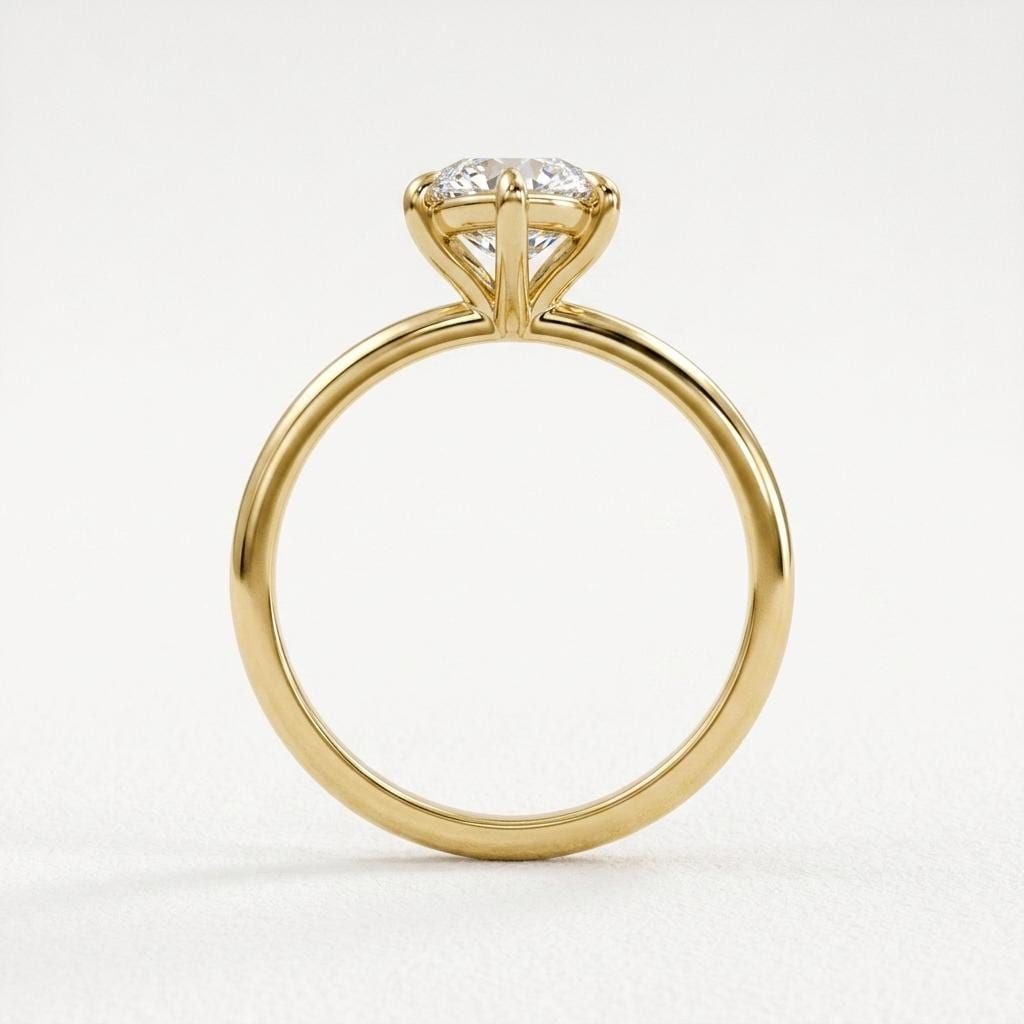 14k Yellow Gold Minimalist Moissanite Proposal Ring | Marquise Solitaire 4-Prong Wedding Rings for Women | Bridal Jewelry image #4