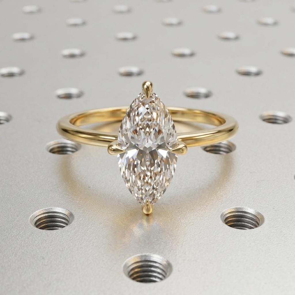 Marquise Moissanite Petite Engagement Rings for Women | 14k/18k Gold Solitaire Simple Promise Ring | Wedding Anniversary Gift image #2