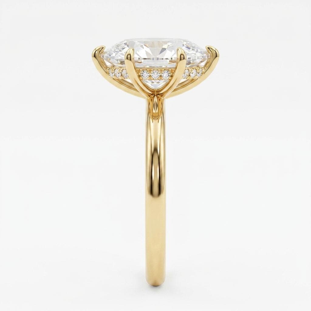 Marquise Cut Moissanite Engagement Ring | Hidden Halo Wedding Ring for Women | 14K Gold Marquise Moissanite Ring | Solitaire Bridal Jewelry image #3