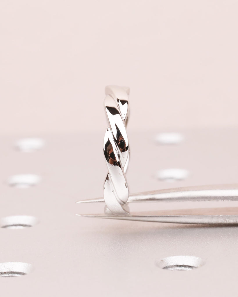 Braided Twist Ring, 4mm Wedding Band, Twisted Rope Wedding Ring, Dainty Stacking Ring, Platinum or 14K Solid Gold, Anniversary Gift for Her image #5