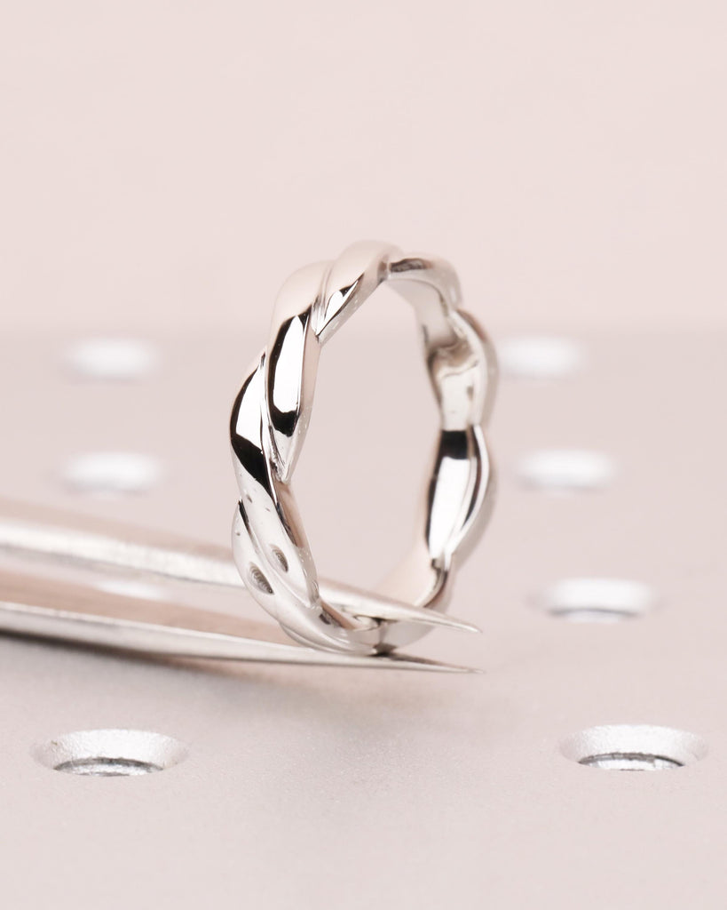 Braided Twist Ring, 4mm Wedding Band, Twisted Rope Wedding Ring, Dainty Stacking Ring, Platinum or 14K Solid Gold, Anniversary Gift for Her image #8