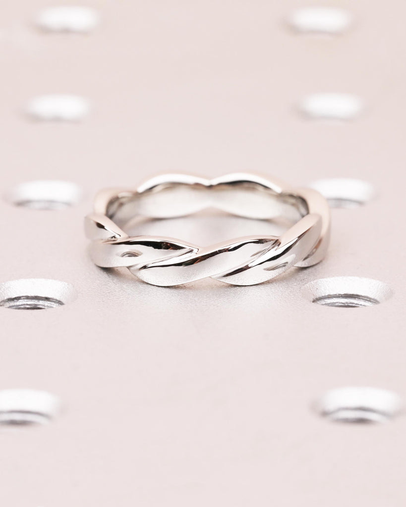 Braided Twist Ring, 4mm Wedding Band, Twisted Rope Wedding Ring, Dainty Stacking Ring, Platinum or 14K Solid Gold, Anniversary Gift for Her image #4