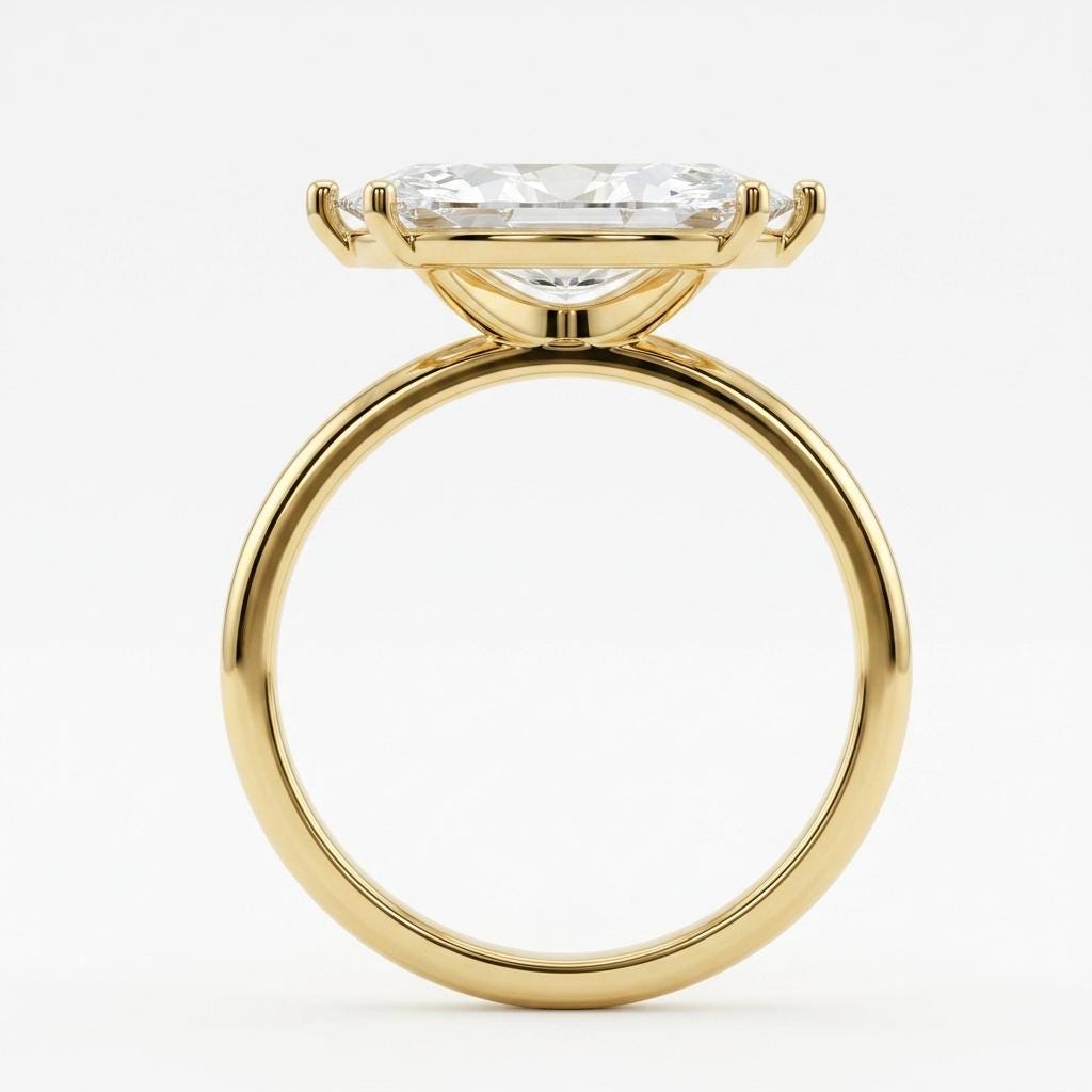 East West Lab Grown Diamond Engagement Rings for Women | 14k Gold Solitaire Proposal Ring | Classic Bridal Ring Wedding Jewelry image #3