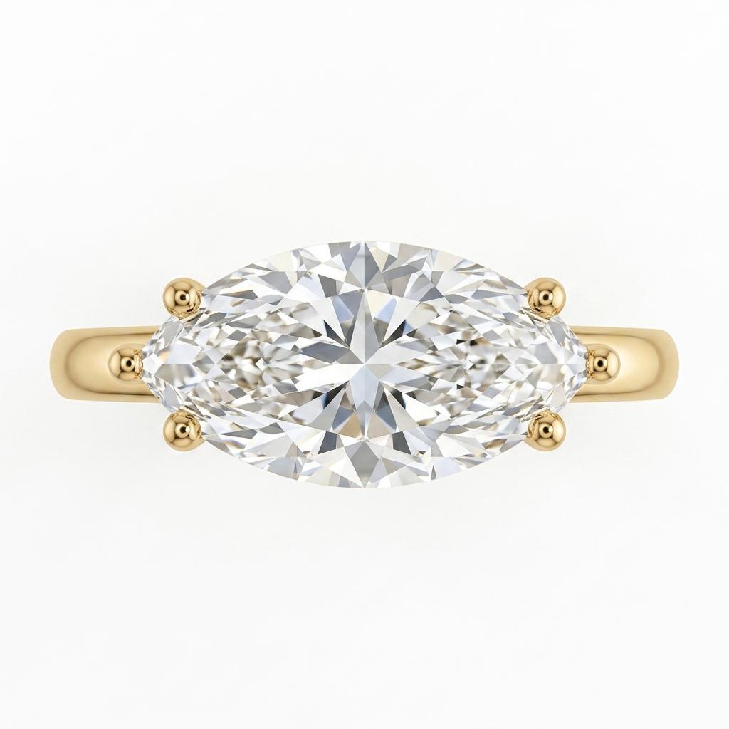 East West Lab Grown Diamond Engagement Rings for Women | 14k Gold Solitaire Proposal Ring | Classic Bridal Ring Wedding Jewelry image #2