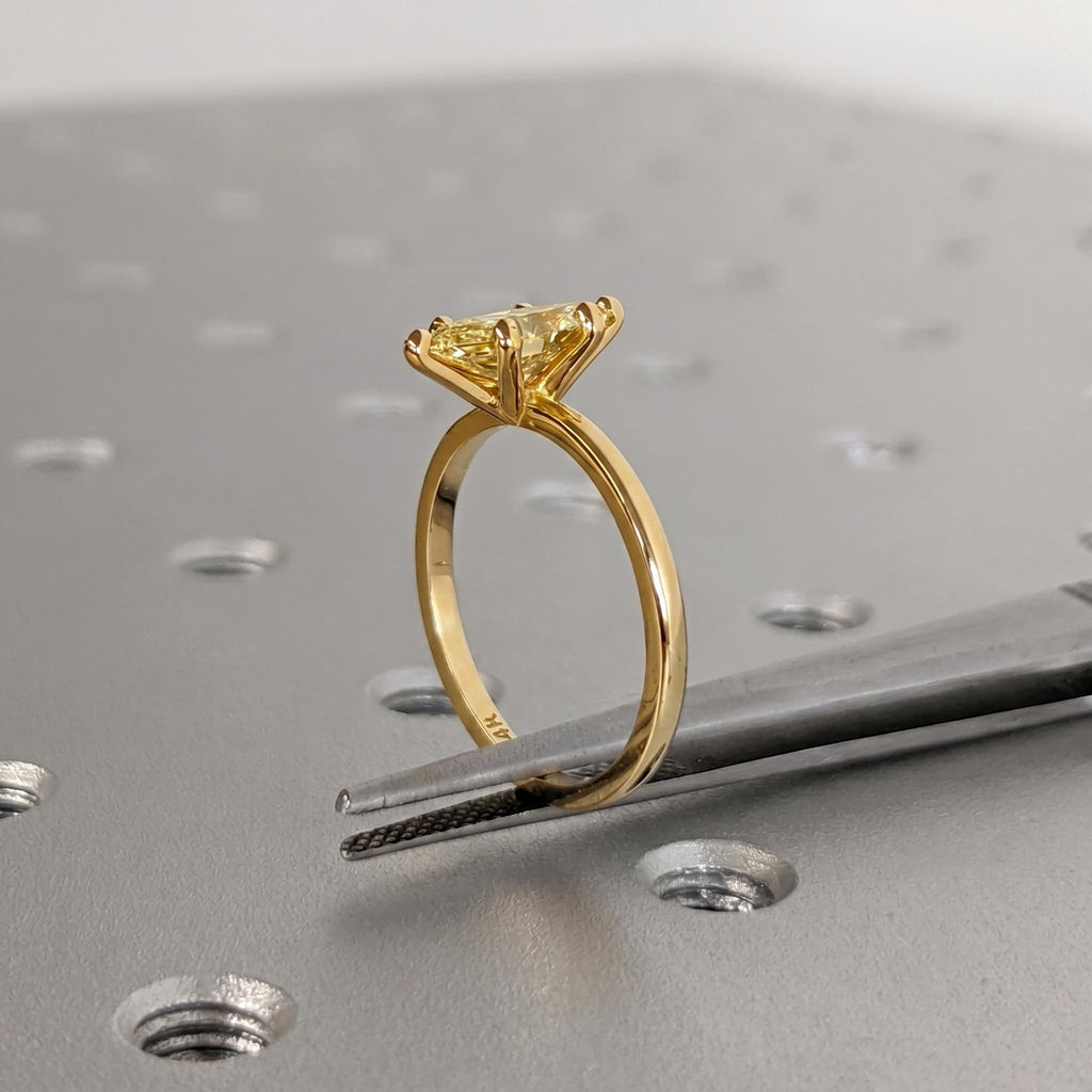 Yellow Lab Grown Diamond Classic Solitaire Engagement Ring | Marquise cut 14k Yellow Gold Wedding Ring | Anniversary Gift for Women image #4