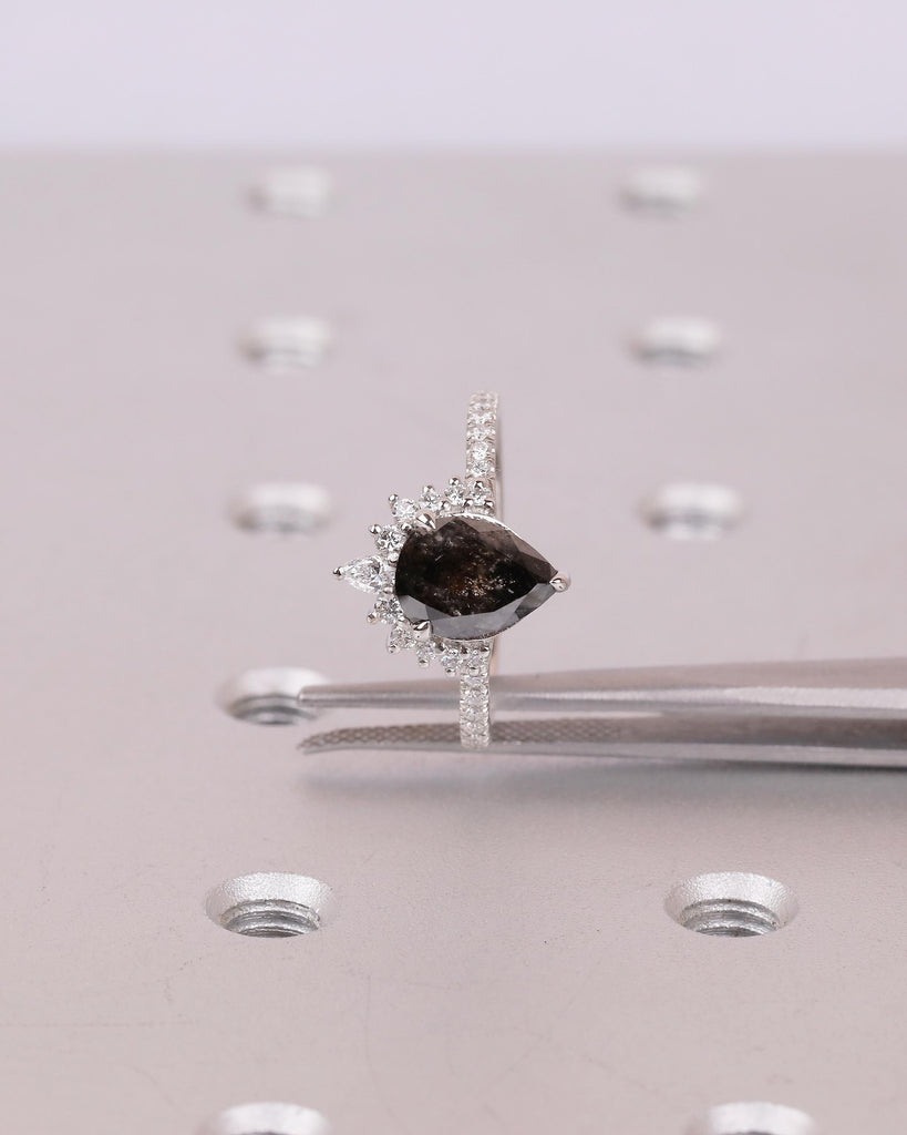 Vintage Salt and Pepper Diamond Ring