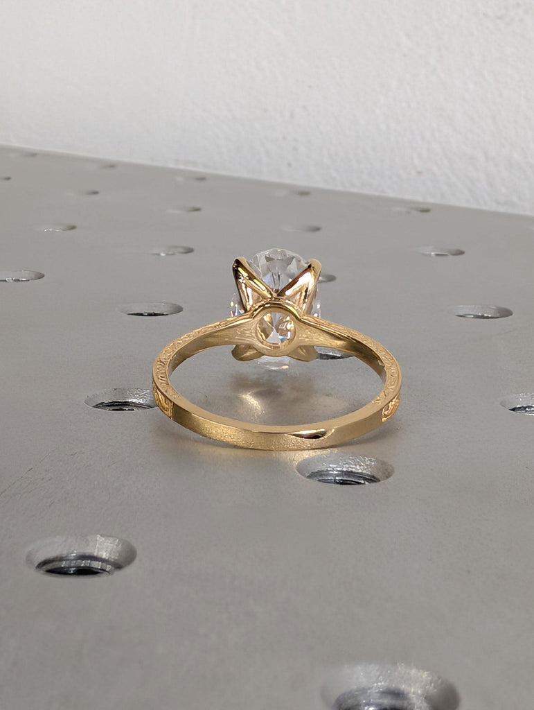 14k/18k Gold Diamond Solitaire Engagement Rings for Women | Oval Lab Made Diamond Antique Proposal Ring | Heirloom Bridal Jewelry image #8