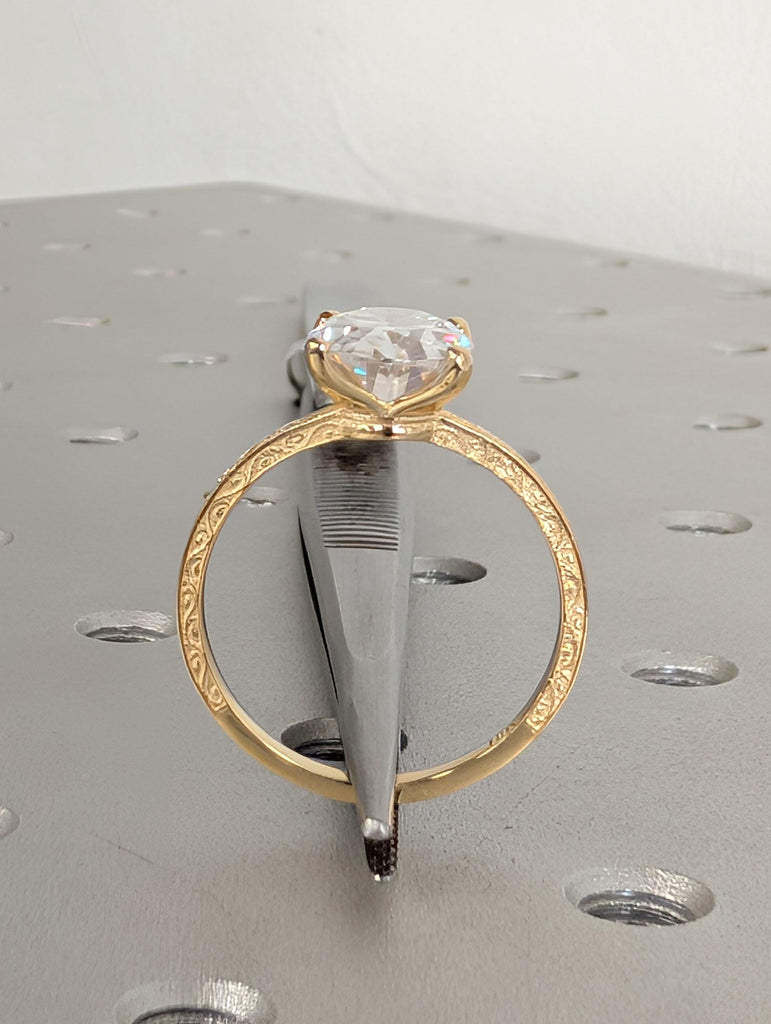 14k/18k Gold Diamond Solitaire Engagement Rings for Women | Oval Lab Made Diamond Antique Proposal Ring | Heirloom Bridal Jewelry image #3
