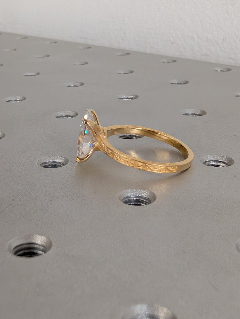 14k/18k Gold Diamond Solitaire Engagement Rings for Women | Oval Lab Made Diamond Antique Proposal Ring | Heirloom Bridal Jewelry image #9