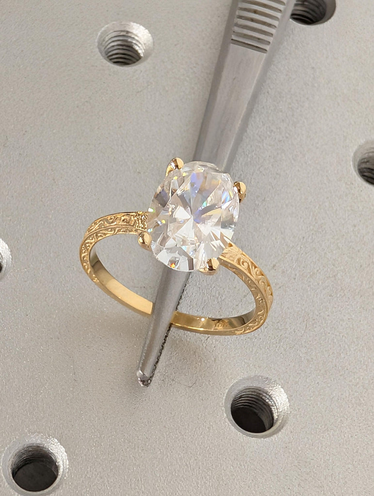 3ct Lab Diamond Heirloom Engagement Rings for Women | Oval Solitaire Promise Ring | Gold or Platinum Bridal Jewelry Gift