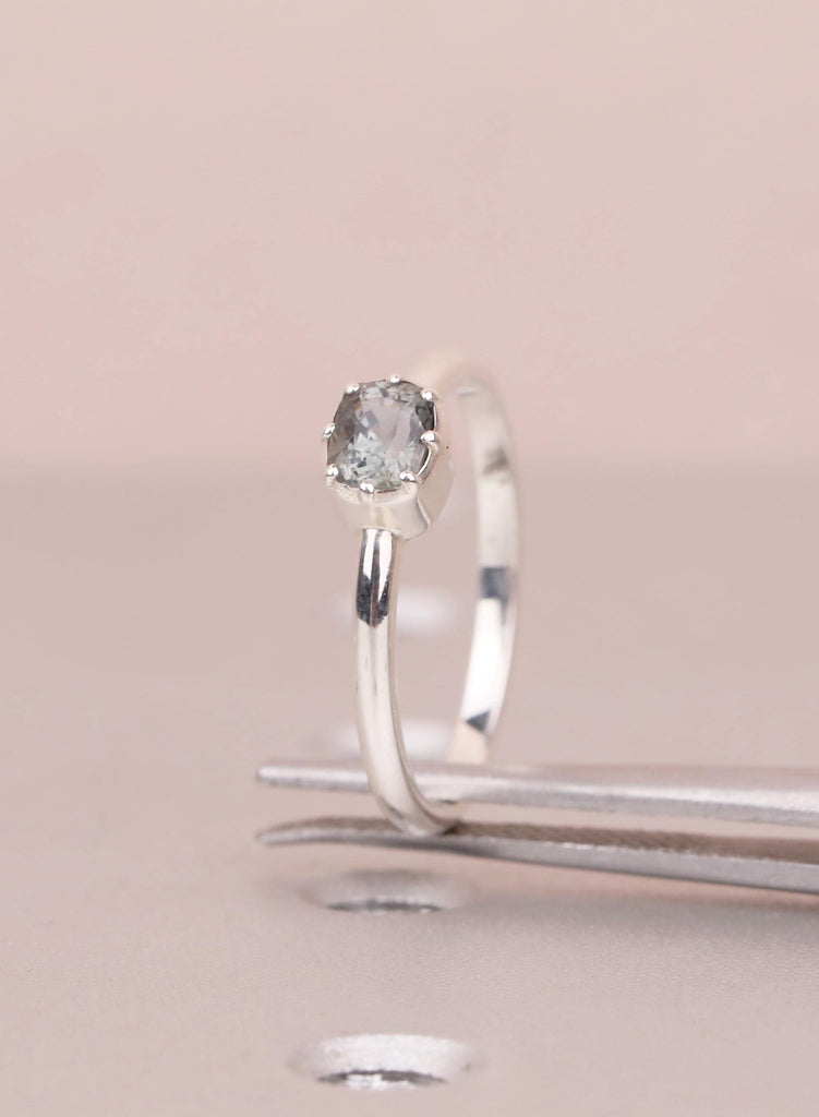 Sterling Silver Ring, Dainty 0.5ct Natural Spinel Ring, Minimalist Promise Ring, Bezel Set Simple Ring, Daily Ring for Women, Spinel Jewelry image #8