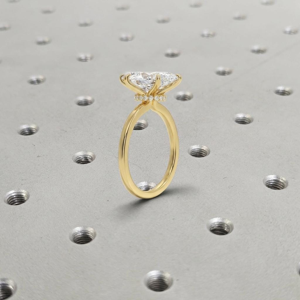 Marquise cut Moissanite Simple Engagement Ring | 14k Yellow Gold Promise Ring | Timeless Wedding Anniversary Gift For Her image #6