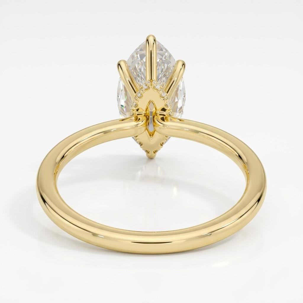 Marquise cut Moissanite Simple Engagement Ring | 14k Yellow Gold Promise Ring | Timeless Wedding Anniversary Gift For Her image #5