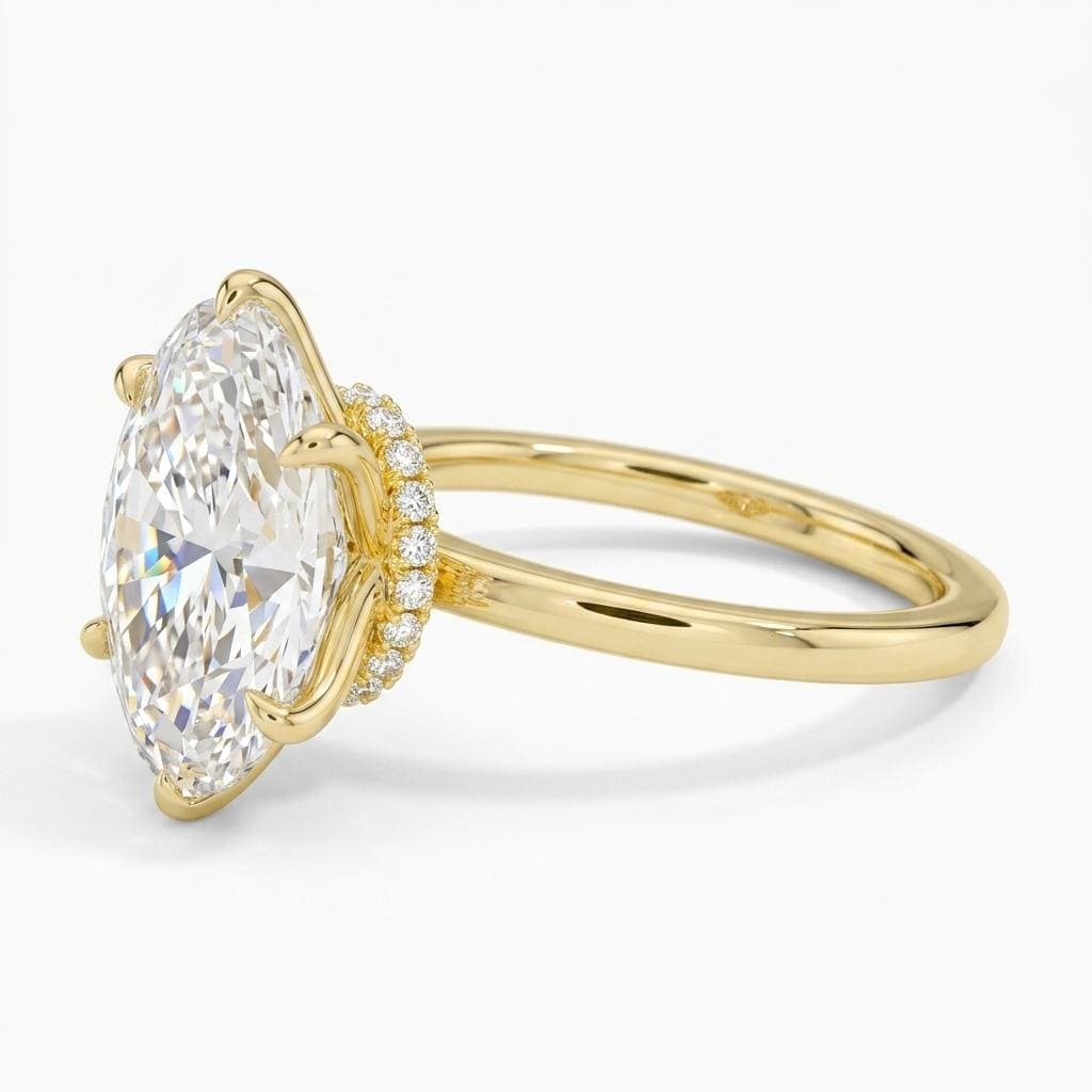 Marquise cut Moissanite Simple Engagement Ring | 14k Yellow Gold Promise Ring | Timeless Wedding Anniversary Gift For Her image #4