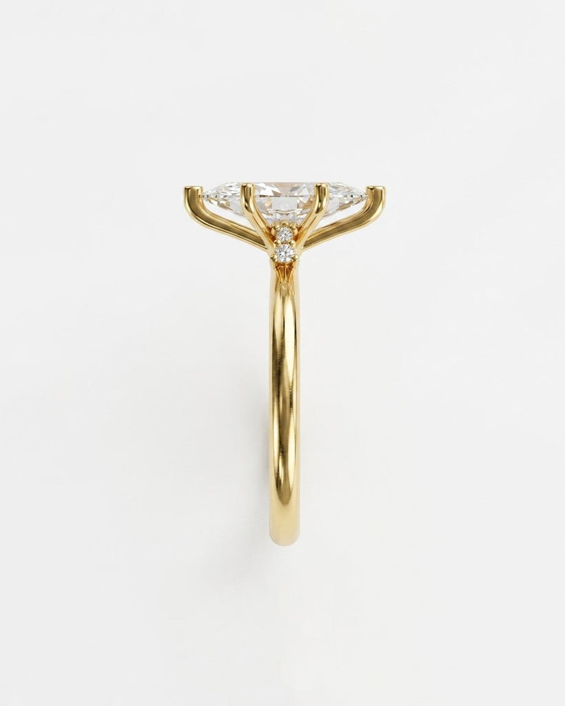 Marquise Cut Moissanite Engagement Ring, 14K Solid Gold Pave Wedding Ring, 6 Prong Solitaire Ring, Promise Ring for Women, Anniversary Gift image #4