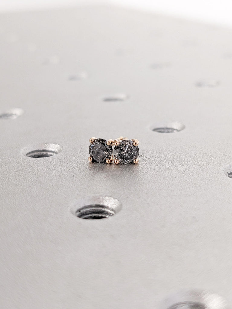 Round Salt and Pepper Diamond Earring