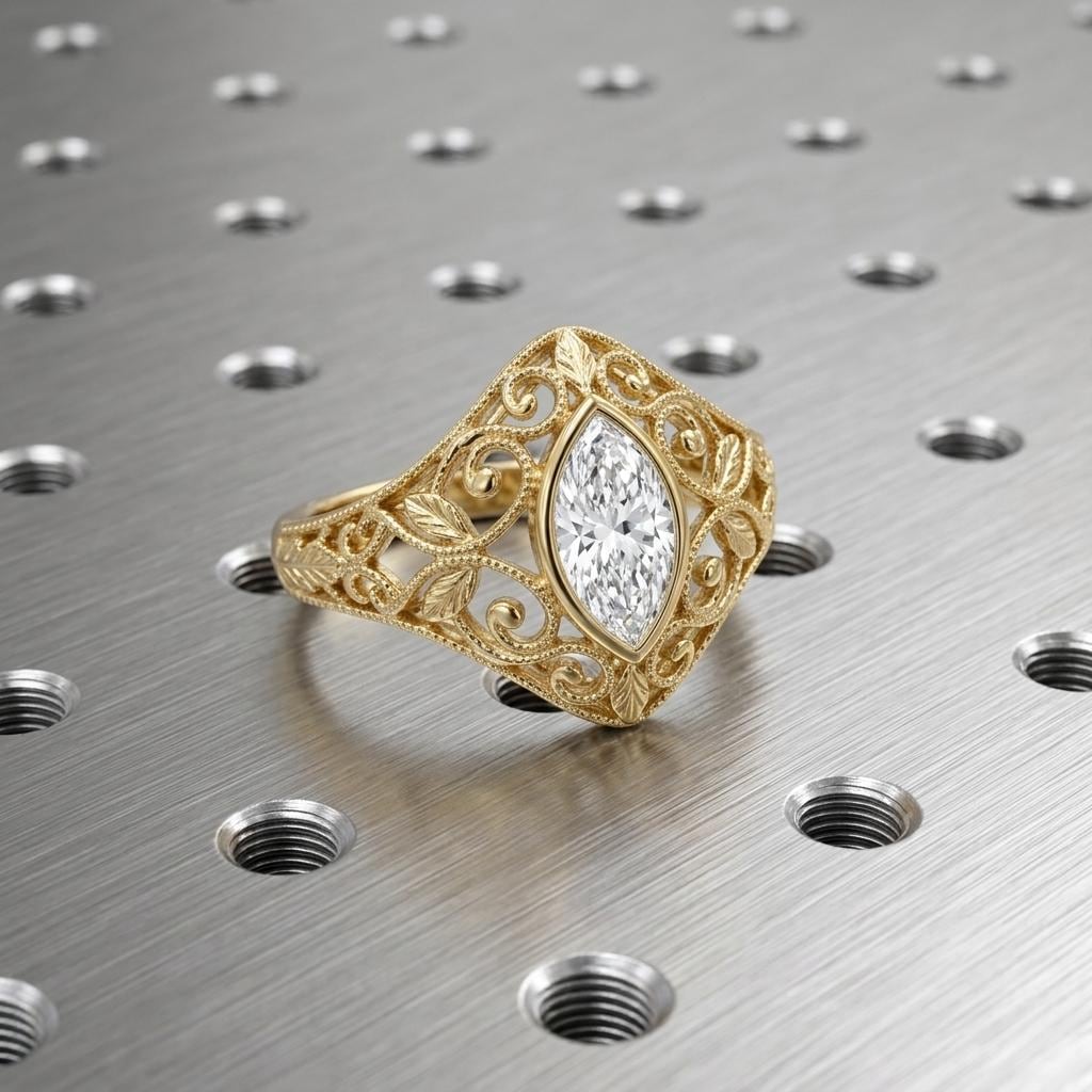 Vintage Inspired Lab Grown Diamond Marquise Ring