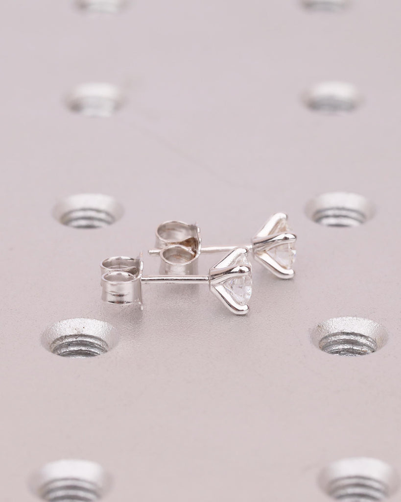 14k Solid Gold Bridal Earrings, Round Moissanite Wedding Earrings for Women image #8