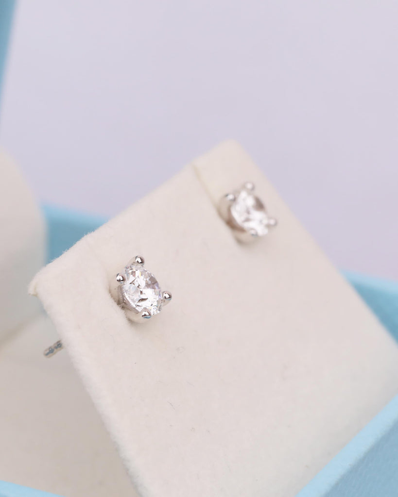 14k Solid Gold Stud Earrings Set, Lab Created Diamond Earrings for Women, Bridal Jewelry image #11