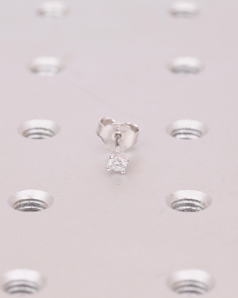 3mm Round Diamond Earrings, Dainty 18k/14k Solid Gold Stud Earrings, 4 Prong Push Back Closure Bridal Earrings for Women, Handmade Jewelry image #6