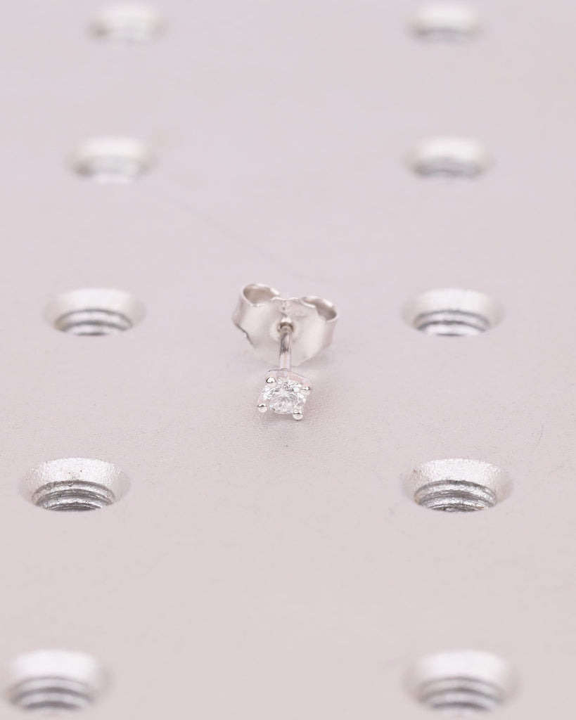 Minimalist Everyday Earrings, Diamond Jewelry, 14k White Gold Women's Earrings image #6