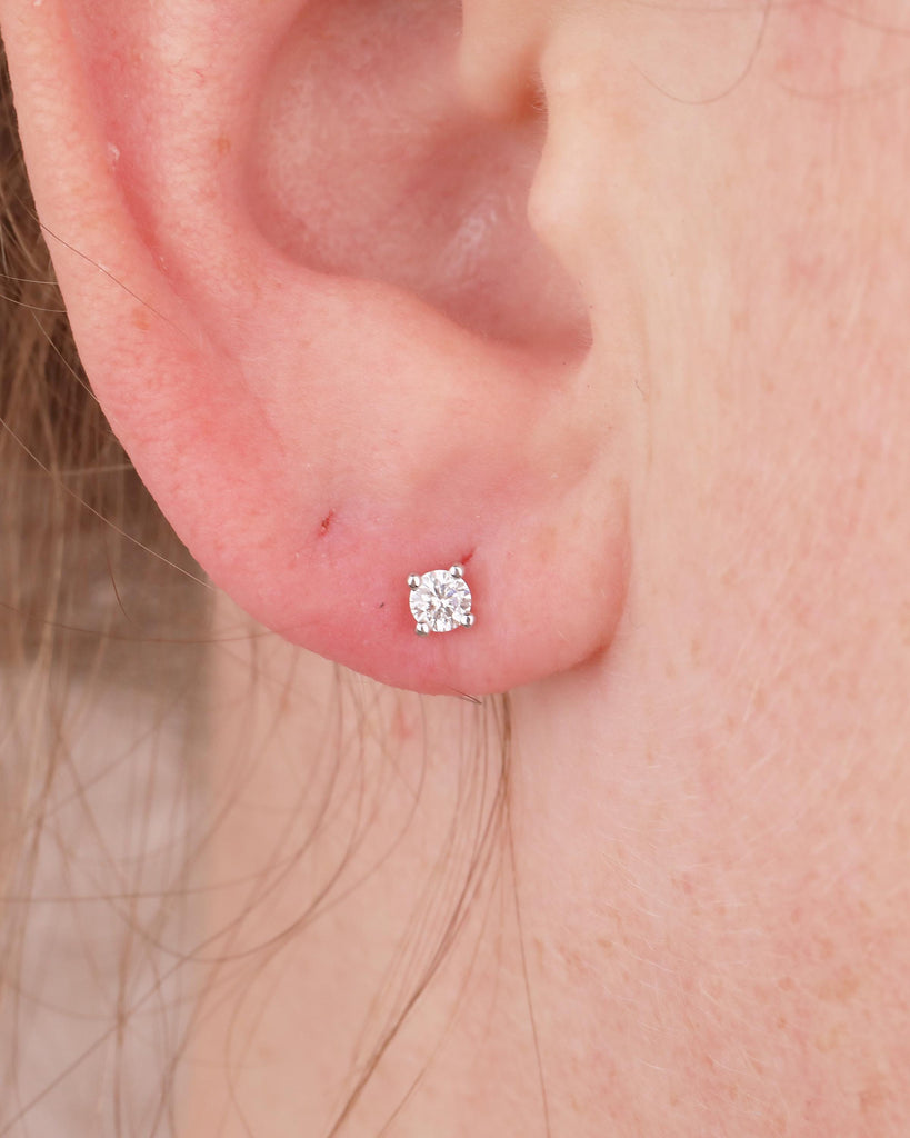 14k Solid Gold Stud Earrings, Lab Grown Diamond Earrings for Women, Bridesmaid Jewelry image #10