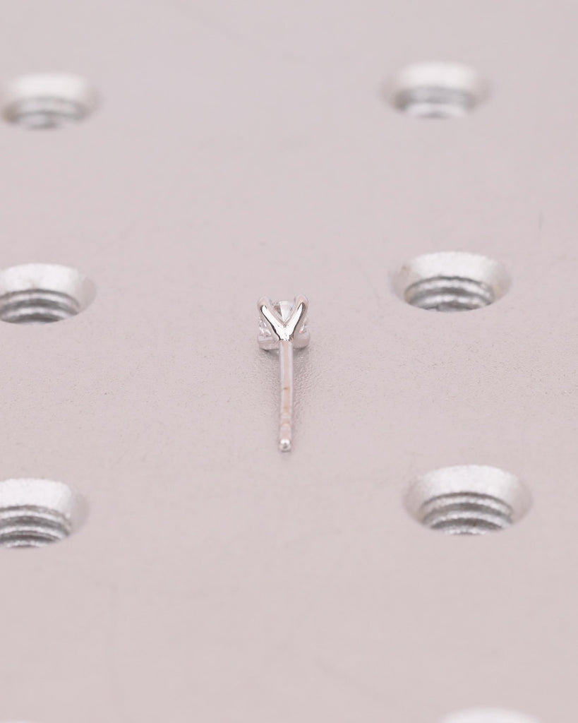 Round Cut 3mm Moissanite Dainty Earrings, 14k White Gold Hypoallergenic Earrings for Women, Everyday Small Stud Earrings, Bridal Jewelry image #12