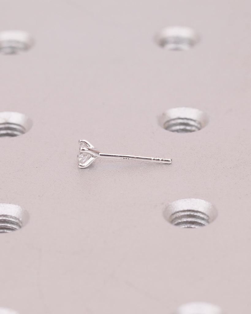 14k Gold Tiny Stud Earrings, 3mm Moissanite Earrings, Unique Women's Jewelry image #14