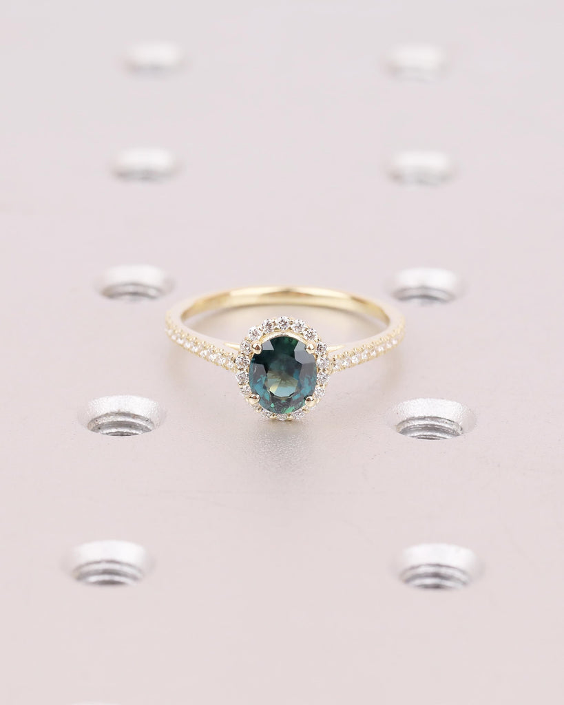 1ct Oval Peacock Sapphire Ring