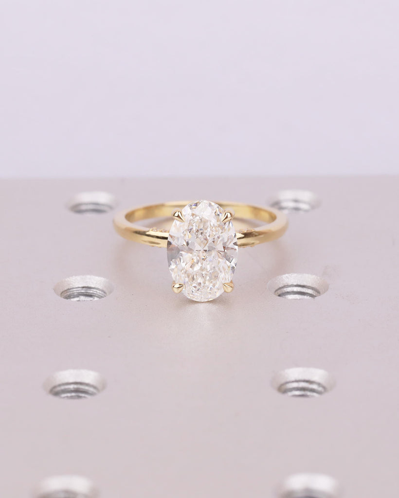 Hidden Halo 18k Solid Gold Ring