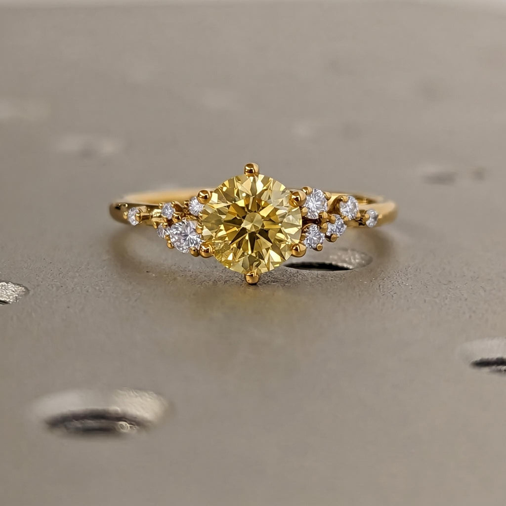 Fancy Yellow Diamond Wedding Ring for Women | Art Deco Custom Engagement Ring | Solid Gold or Platinum High End Bridal Jewelry image #4