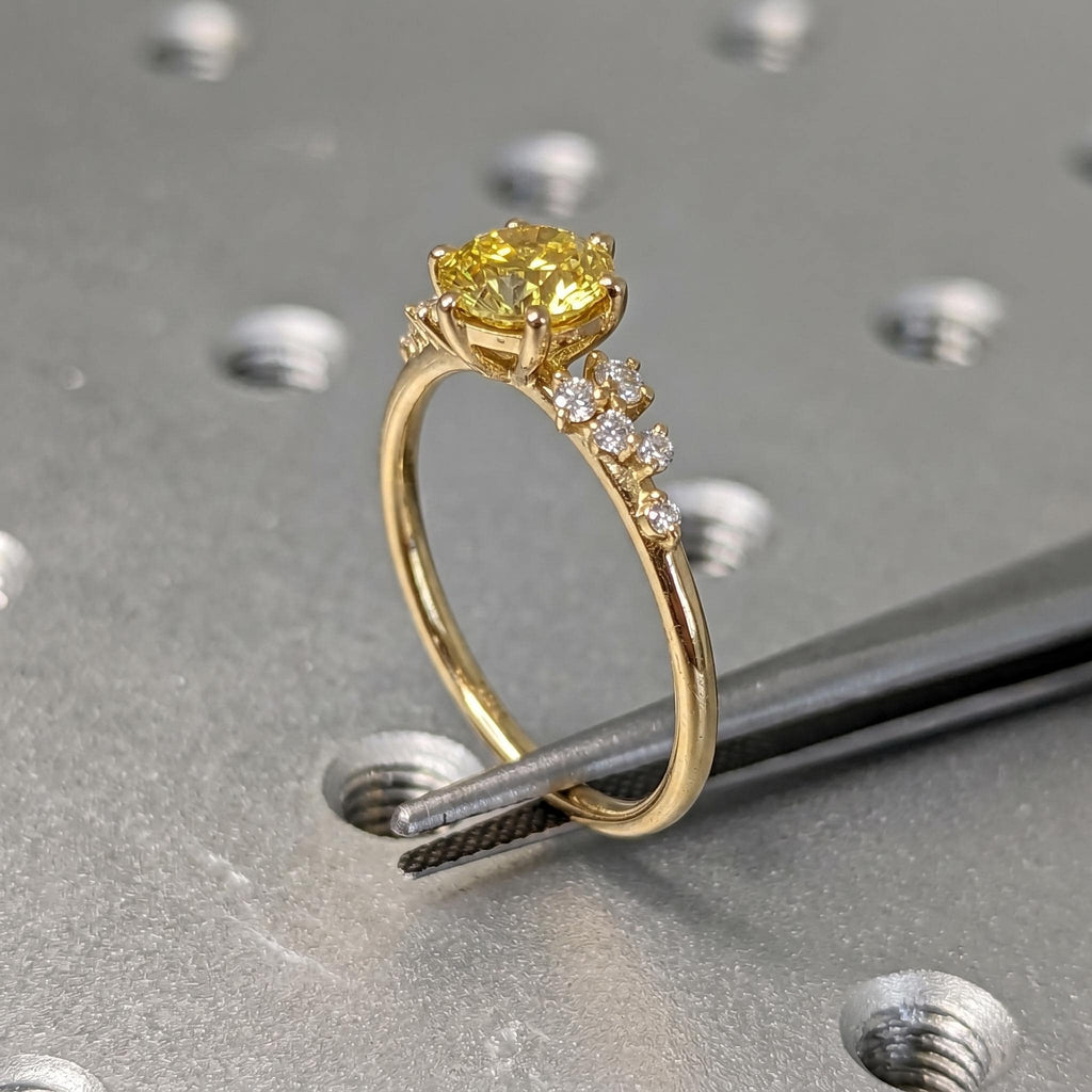 Fancy Yellow Diamond Wedding Ring for Women | Art Deco Custom Engagement Ring | Solid Gold or Platinum High End Bridal Jewelry image #3