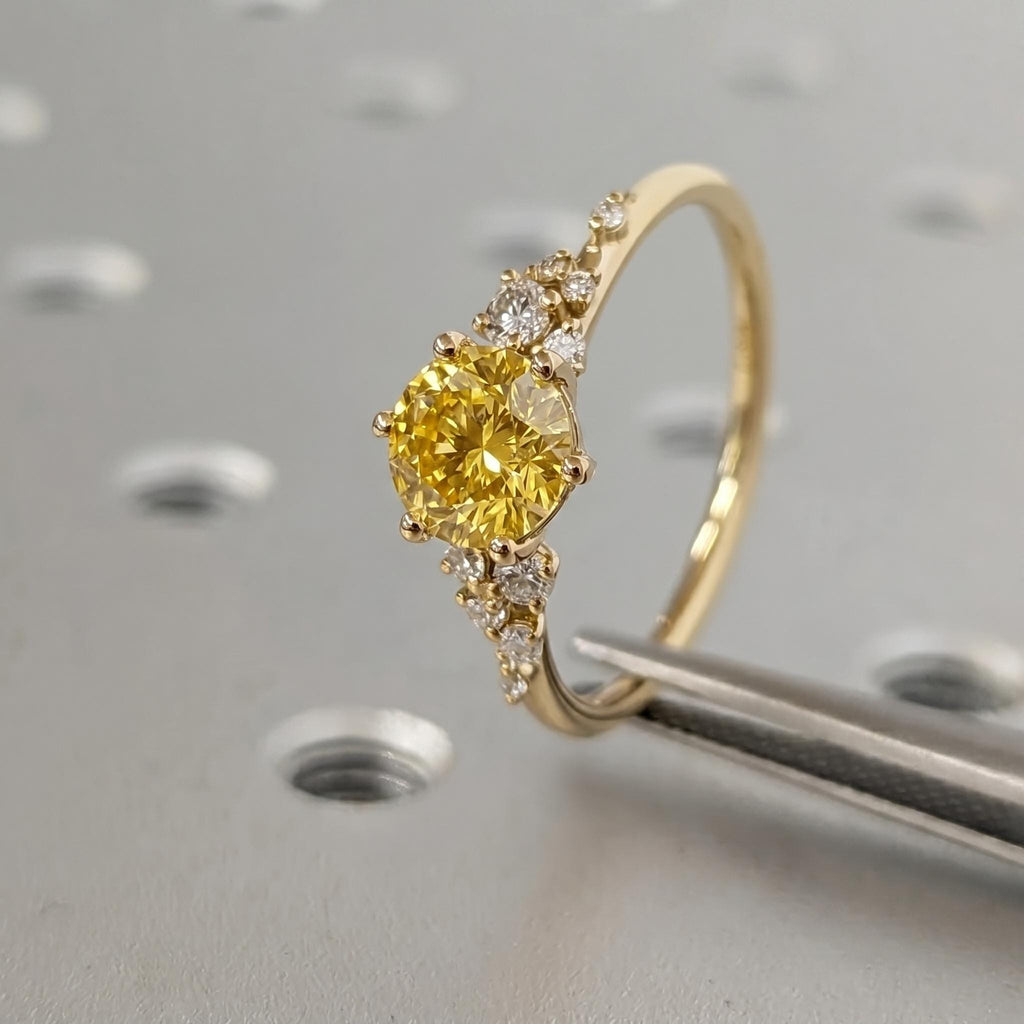 Fancy Yellow Diamond Wedding Ring for Women | Art Deco Custom Engagement Ring | Solid Gold or Platinum High End Bridal Jewelry image #2
