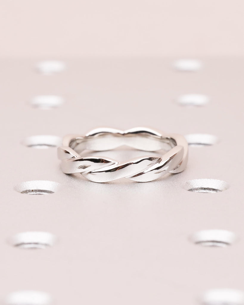 Braided Twist Ring, 4mm Wedding Band, Twisted Rope Wedding Ring, Dainty Stacking Ring, Platinum or 14K Solid Gold, Anniversary Gift for Her image #3